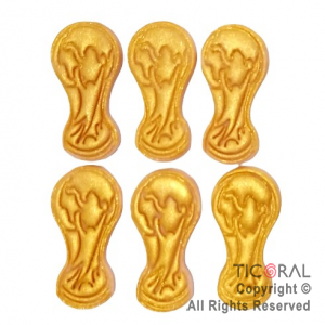 ADORNO COPA DEL MUNDO DORADA AZUCAR X 6